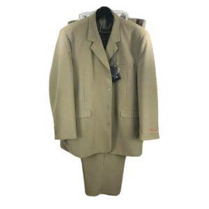 Paitano Men's Taupe Suit 2 Piece Single Breasted Pleated Front Size 60L 56"Waist
